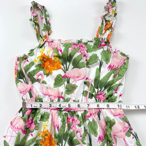 Janie and Jack Tropical Flamingo Ruffle Sundress Girls Size 8 Resort Vacation - Picture 12 of 13